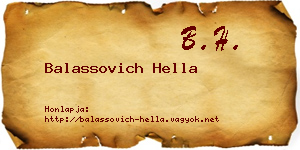 Balassovich Hella névjegykártya